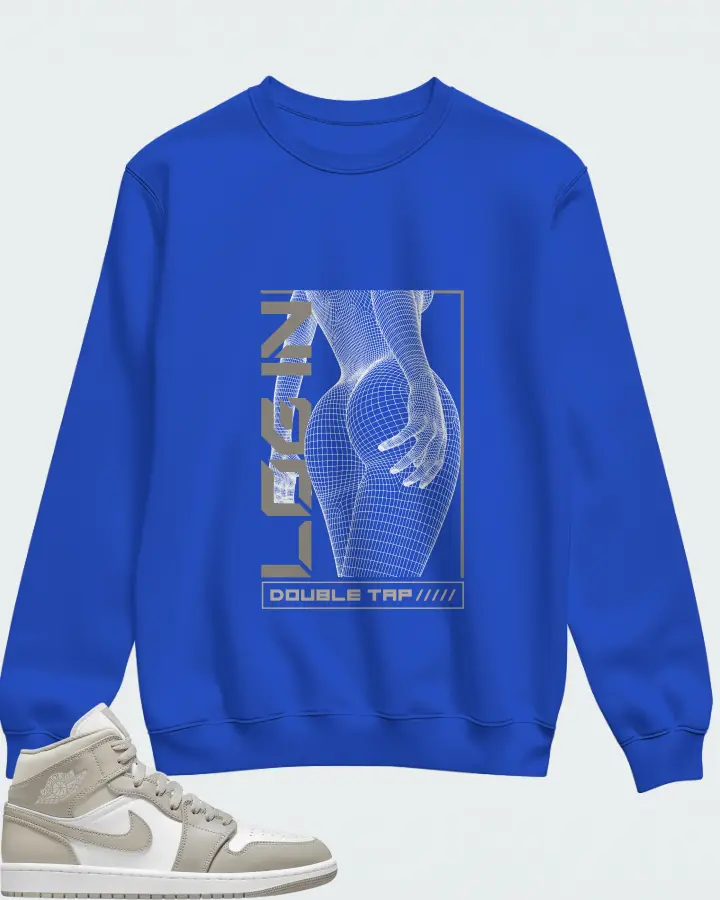 Jordan 1 Mid Sneaker Matching Royal Blue Sweatshirt (LOGIN) - View 1