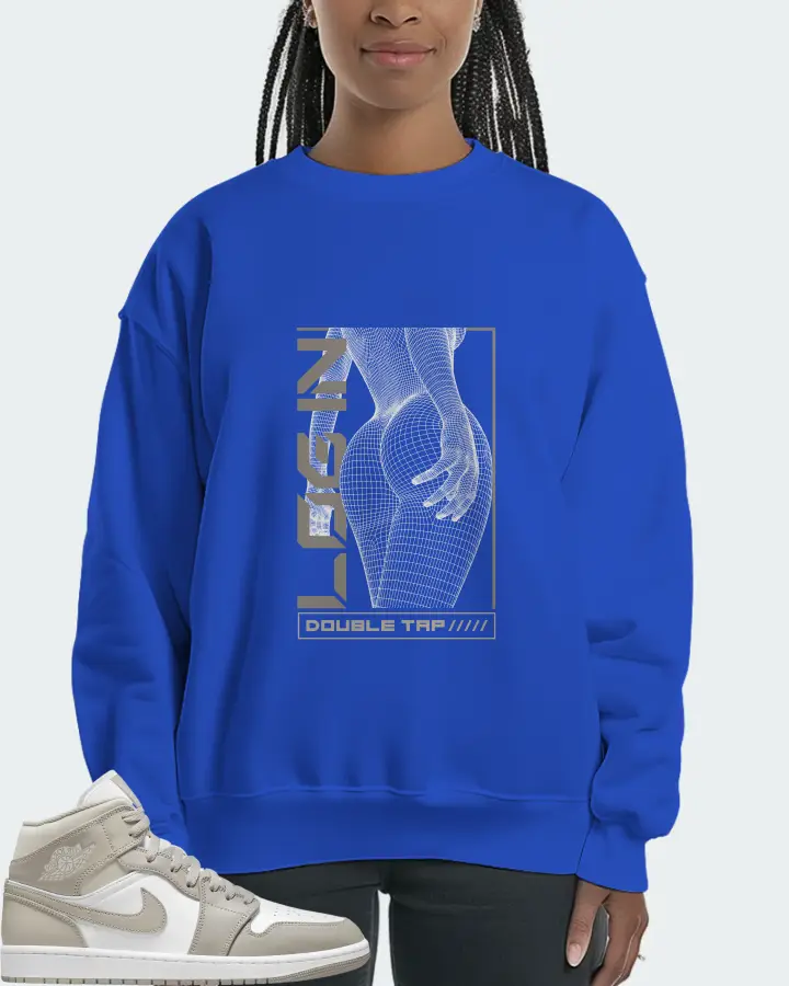 Jordan 1 Mid Sneaker Matching Royal Blue Sweatshirt (LOGIN) - View 3