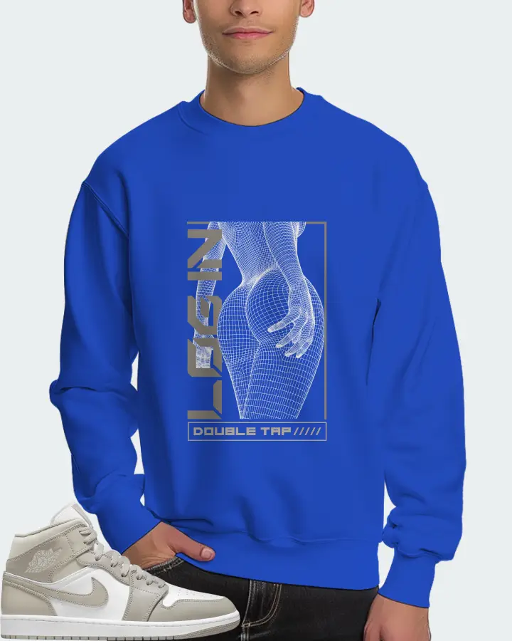 Jordan 1 Mid Sneaker Matching Royal Blue Sweatshirt (LOGIN) - View 4