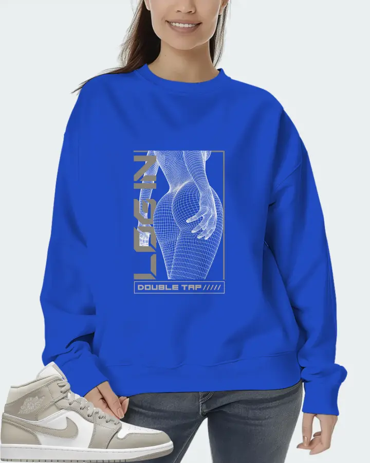 Jordan 1 Mid Sneaker Matching Royal Blue Sweatshirt (LOGIN) - View 5