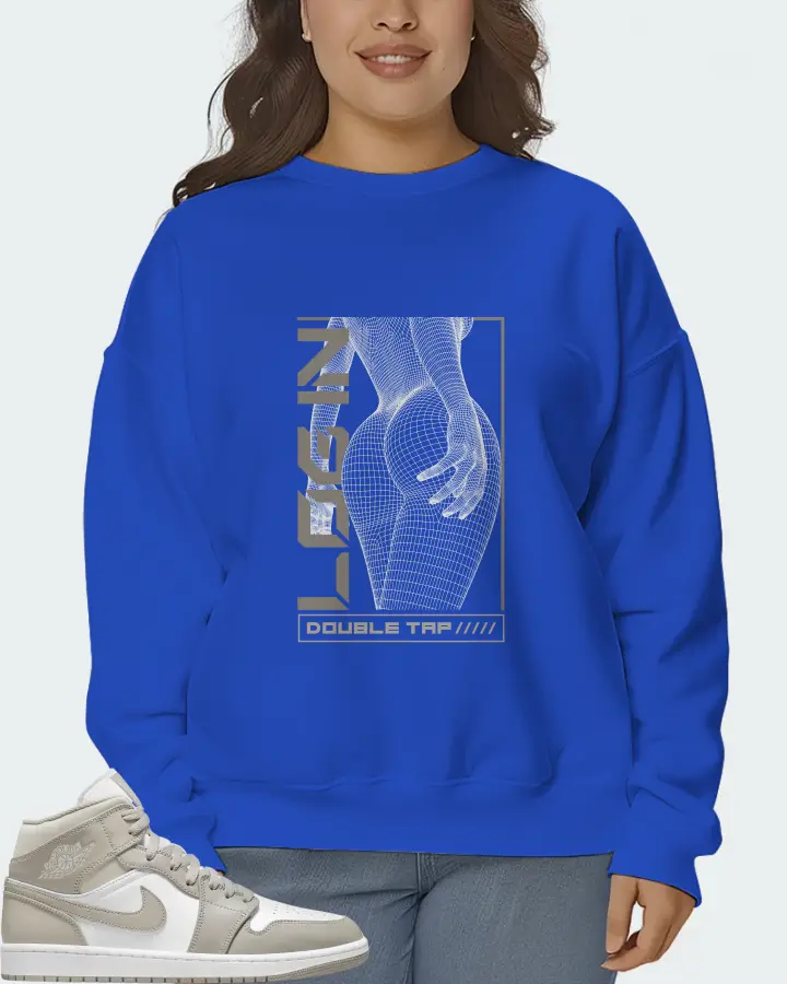 Jordan 1 Mid Sneaker Matching Royal Blue Sweatshirt (LOGIN) - View 7