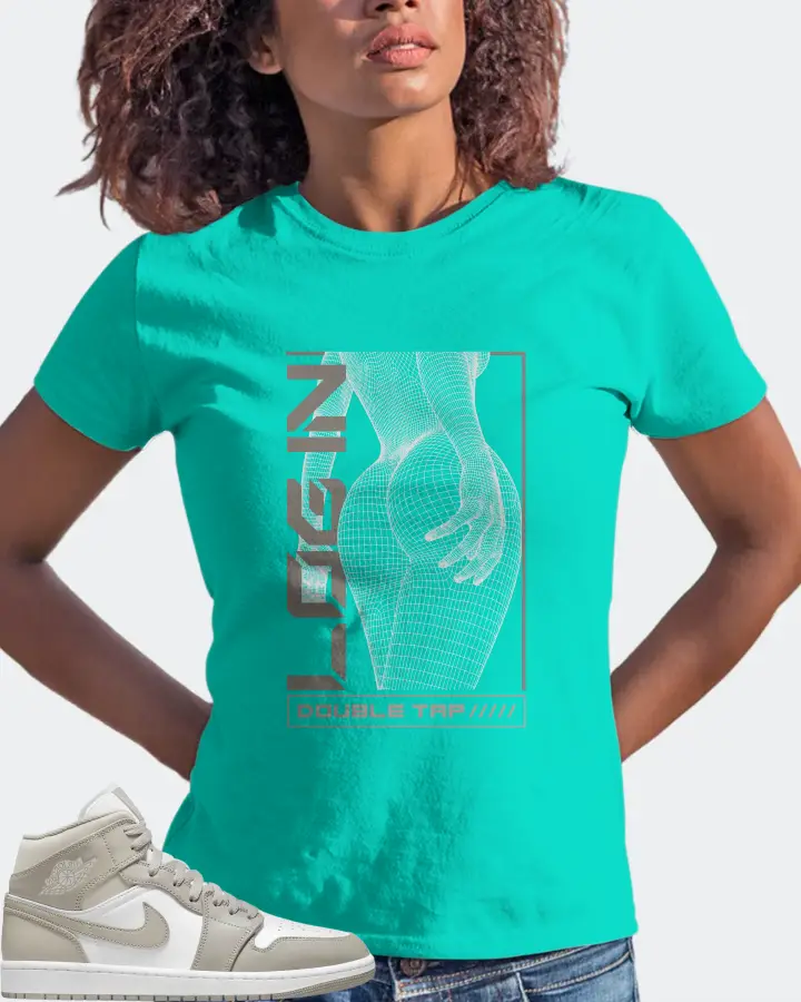 Jordan 1 Mid Sneaker Matching Teal T-Shirt (LOGIN) - View 3