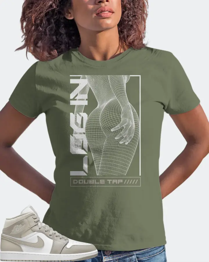 Jordan 1 Mid Sneaker Matching Olive T-Shirt (LOGIN) - View 3