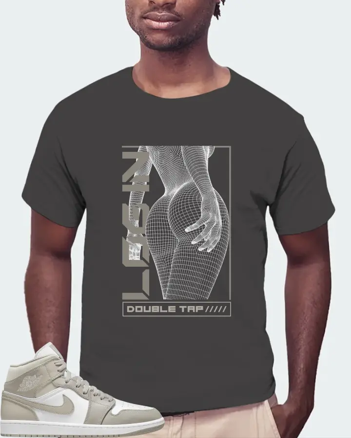 Jordan 1 Mid Sneaker Matching Dark Grey T-Shirt (LOGIN) - View 4