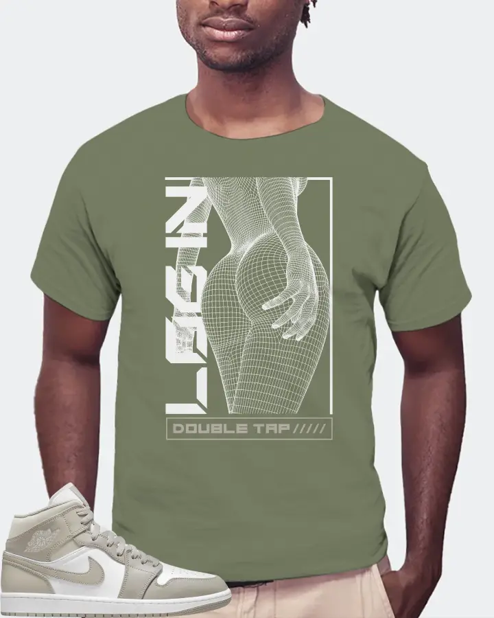 Jordan 1 Mid Sneaker Matching Olive T-Shirt (LOGIN) - View 4