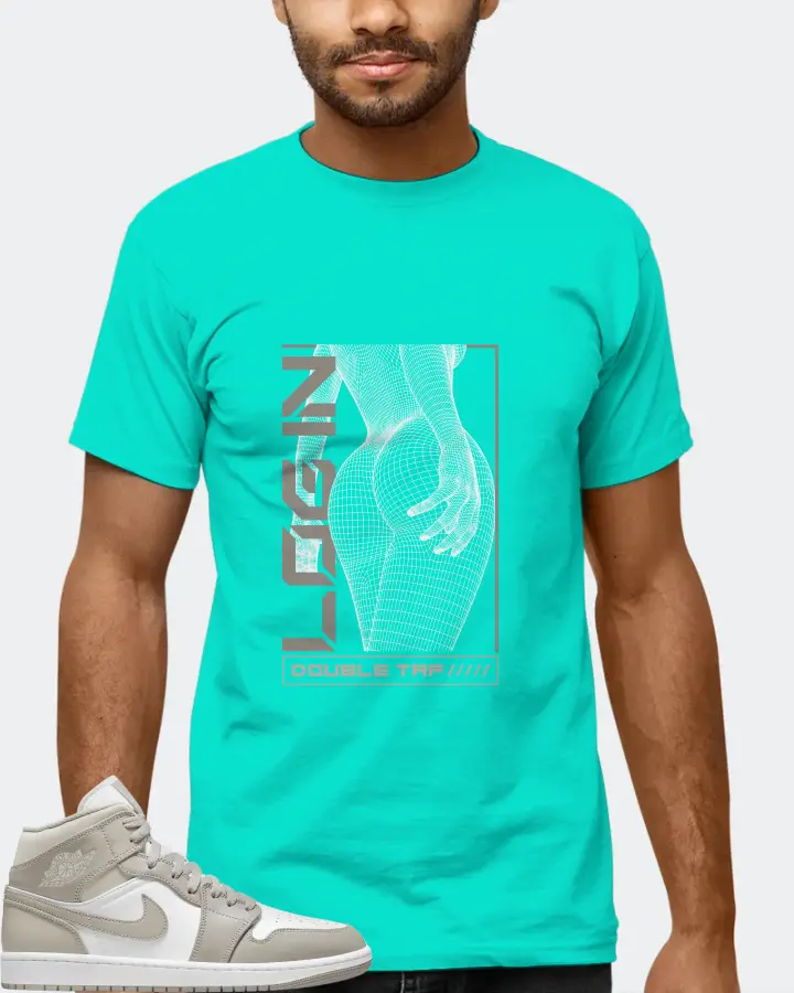 Jordan 1 Mid Sneaker Matching Teal T-Shirt (LOGIN) - View 6