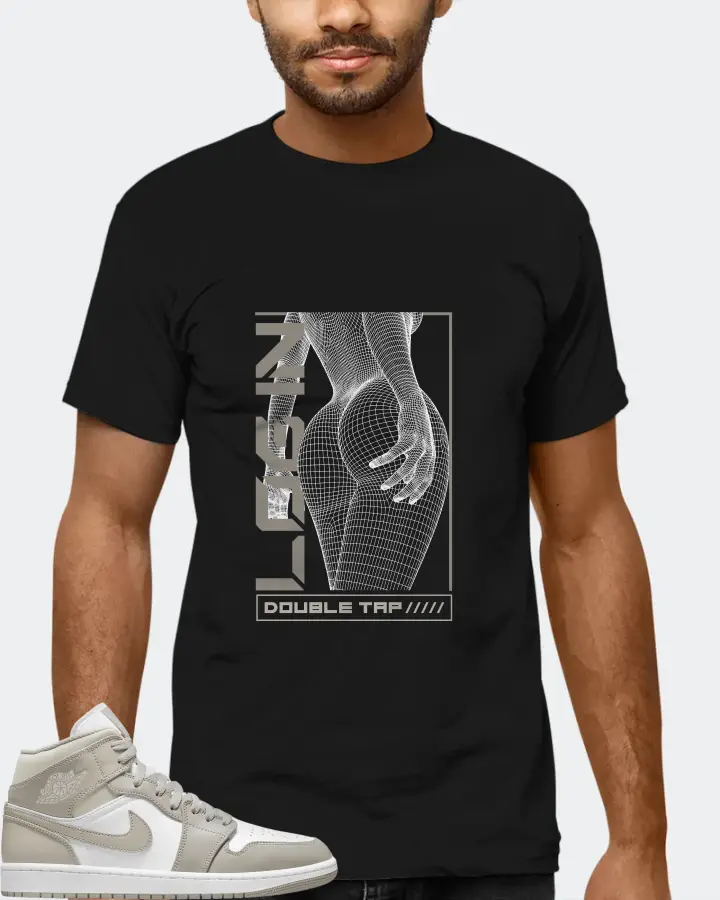 Jordan 1 Mid Sneaker Matching Black T-Shirt (LOGIN) - View 6