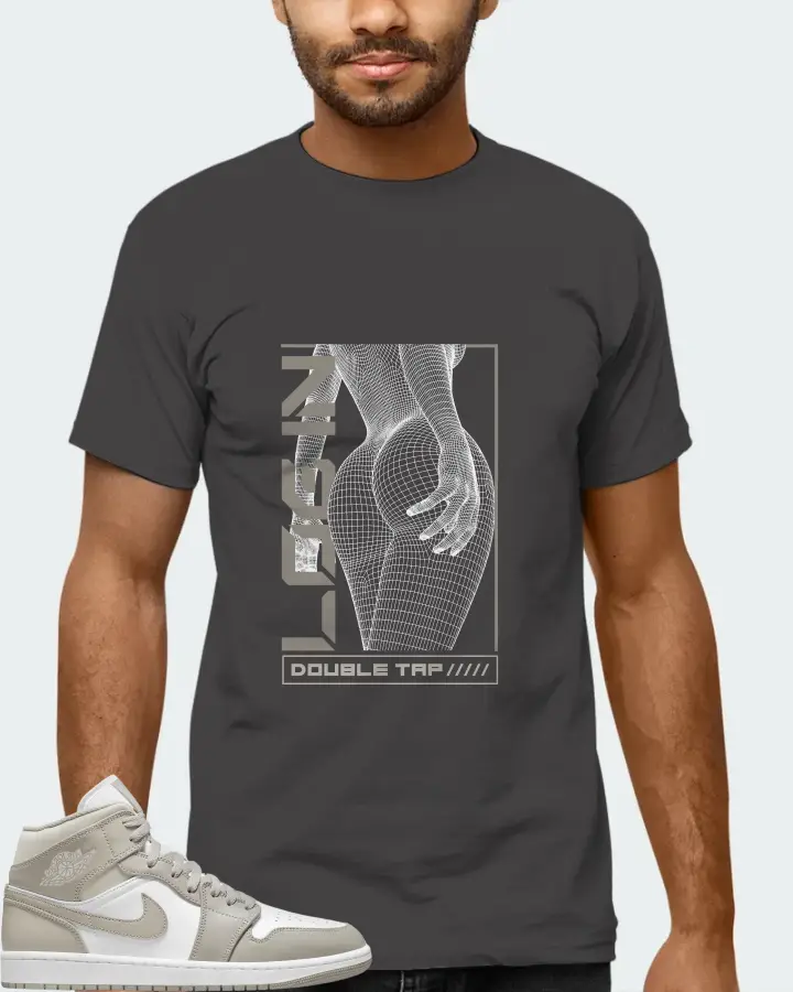 Jordan 1 Mid Sneaker Matching Dark Grey T-Shirt (LOGIN) - View 6