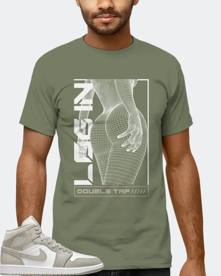 Jordan 1 Mid Sneaker Matching Olive T-Shirt (LOGIN) - View 6