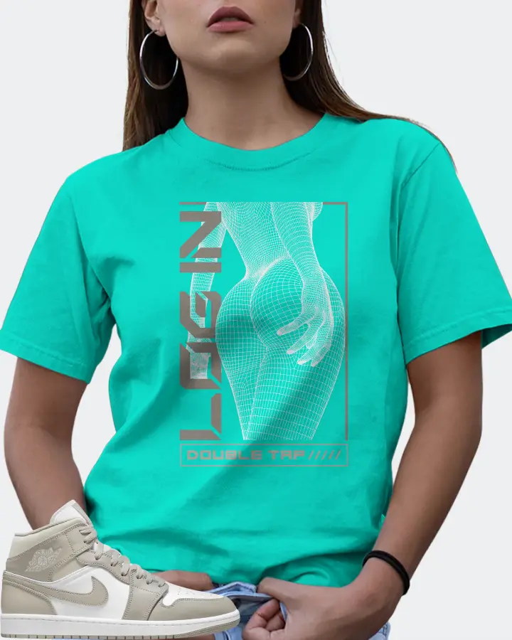 Jordan 1 Mid Sneaker Matching Teal T-Shirt (LOGIN) - View 7