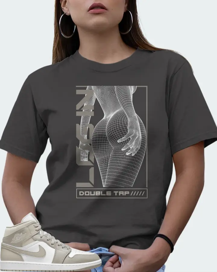 Jordan 1 Mid Sneaker Matching Dark Grey T-Shirt (LOGIN) - View 7