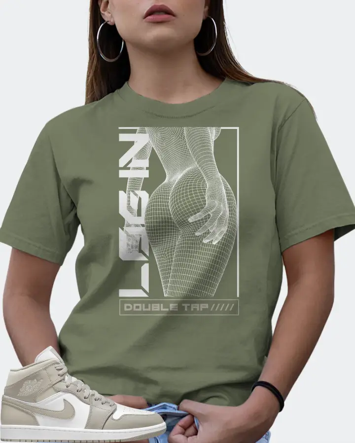 Jordan 1 Mid Sneaker Matching Olive T-Shirt (LOGIN) - View 7