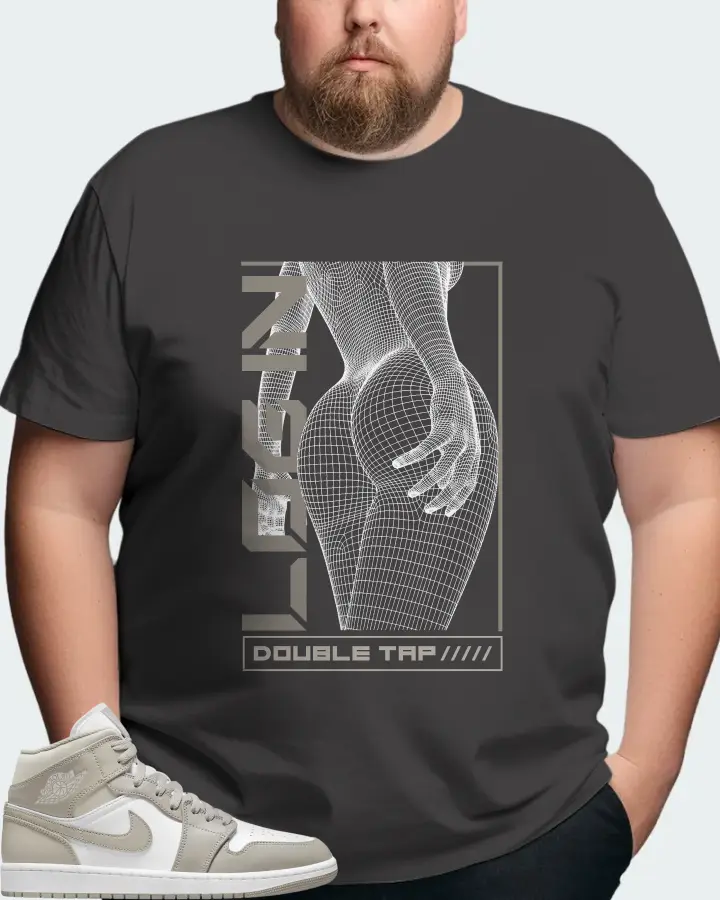Jordan 1 Mid Sneaker Matching Dark Grey T-Shirt (LOGIN) - View 8