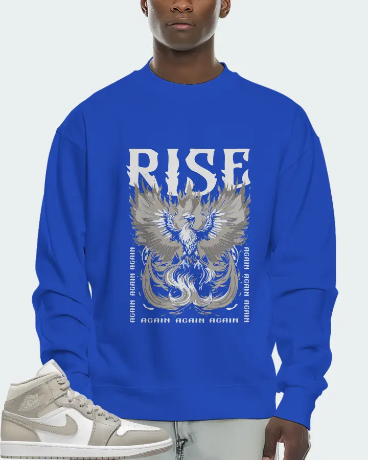 Jordan 1 Mid Sneaker Matching Royal Blue Sweatshirt (RISE) - View 2