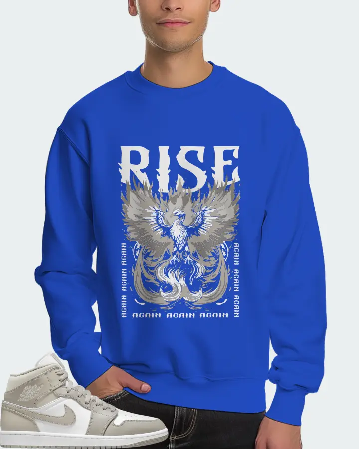 Jordan 1 Mid Sneaker Matching Royal Blue Sweatshirt (RISE) - View 4
