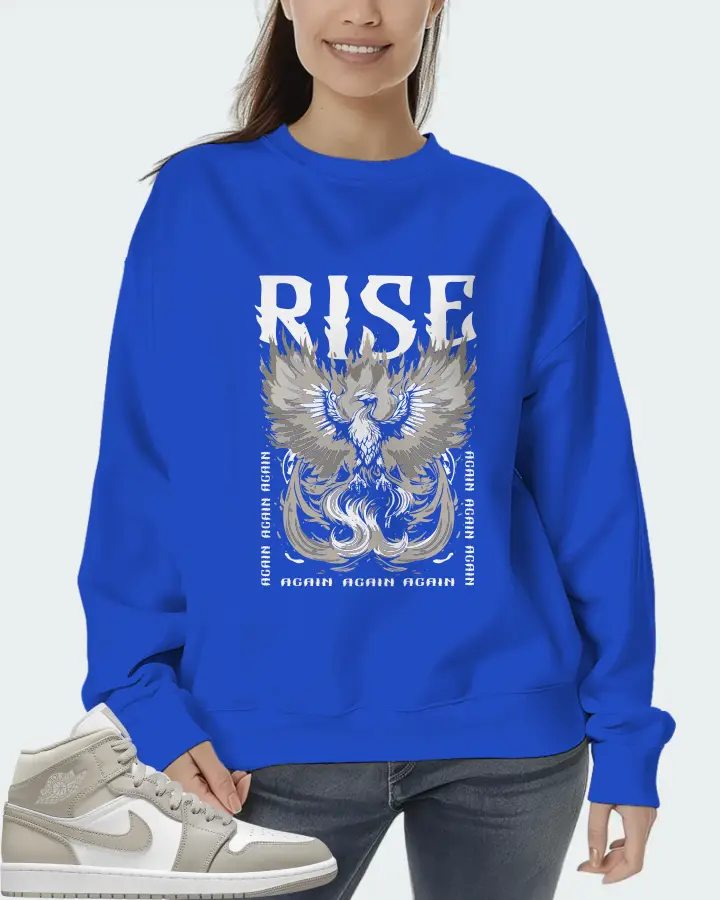 Jordan 1 Mid Sneaker Matching Royal Blue Sweatshirt (RISE) - View 5