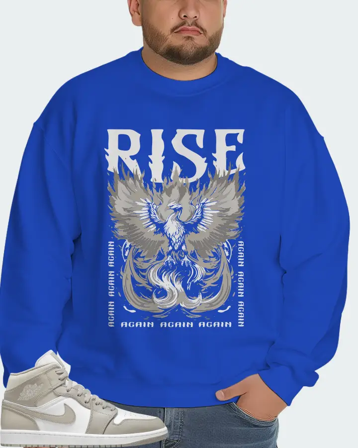 Jordan 1 Mid Sneaker Matching Royal Blue Sweatshirt (RISE) - View 6