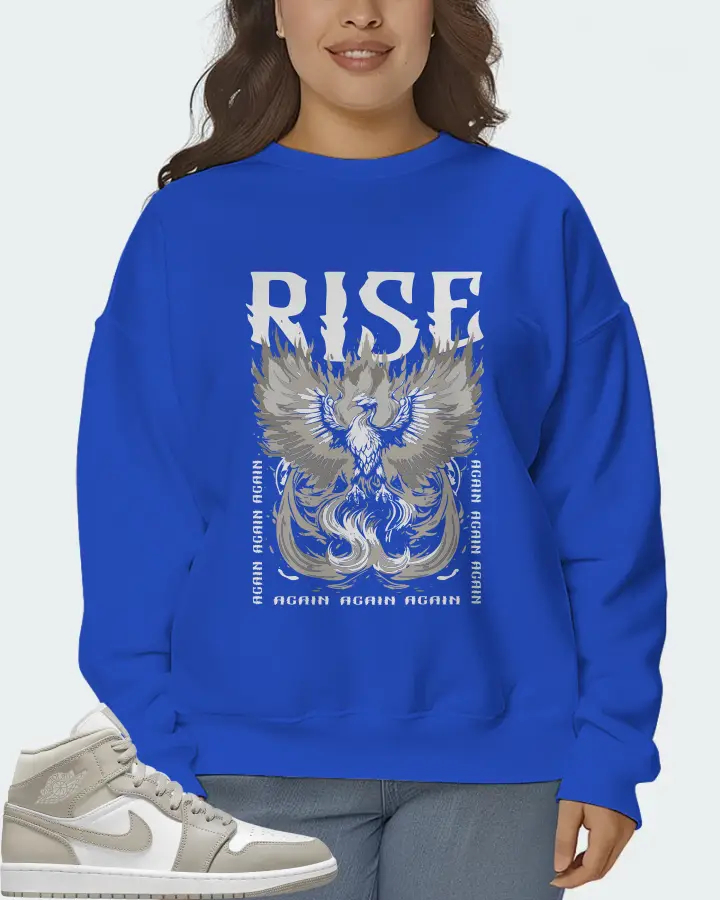 Jordan 1 Mid Sneaker Matching Royal Blue Sweatshirt (RISE) - View 7