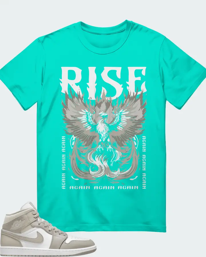 Jordan 1 Mid Sneaker Matching Teal T-Shirt - RISE