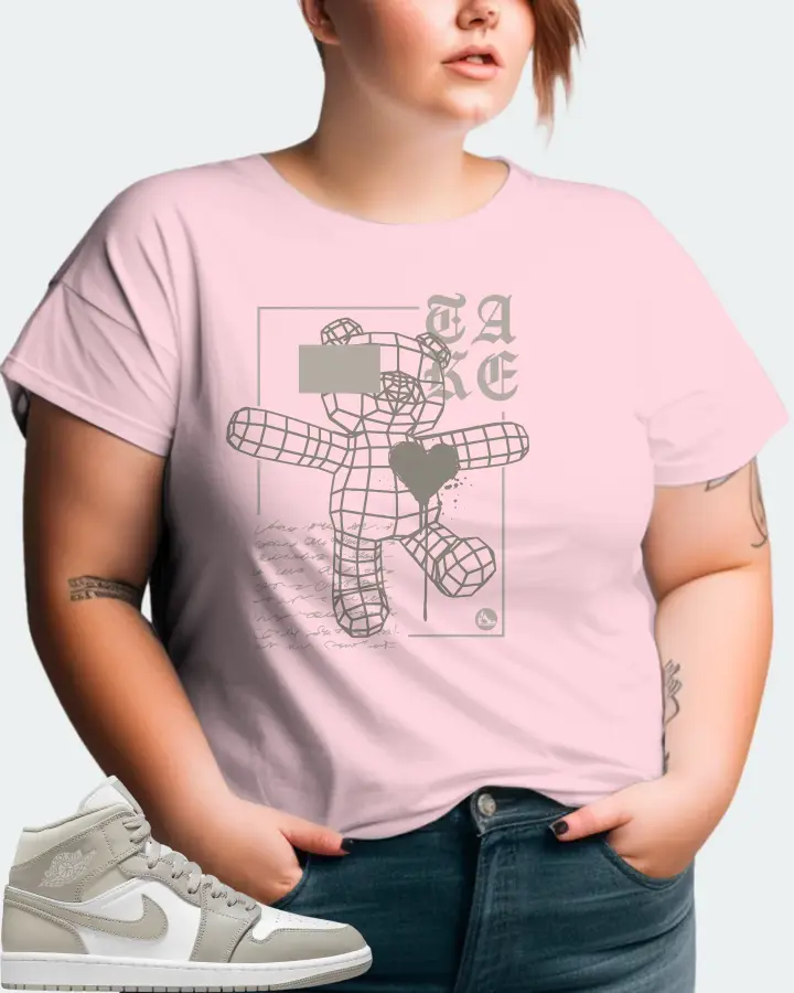 Jordan 1 Mid Sneaker Matching Soft Pink T-Shirt (TAKE) - View 11