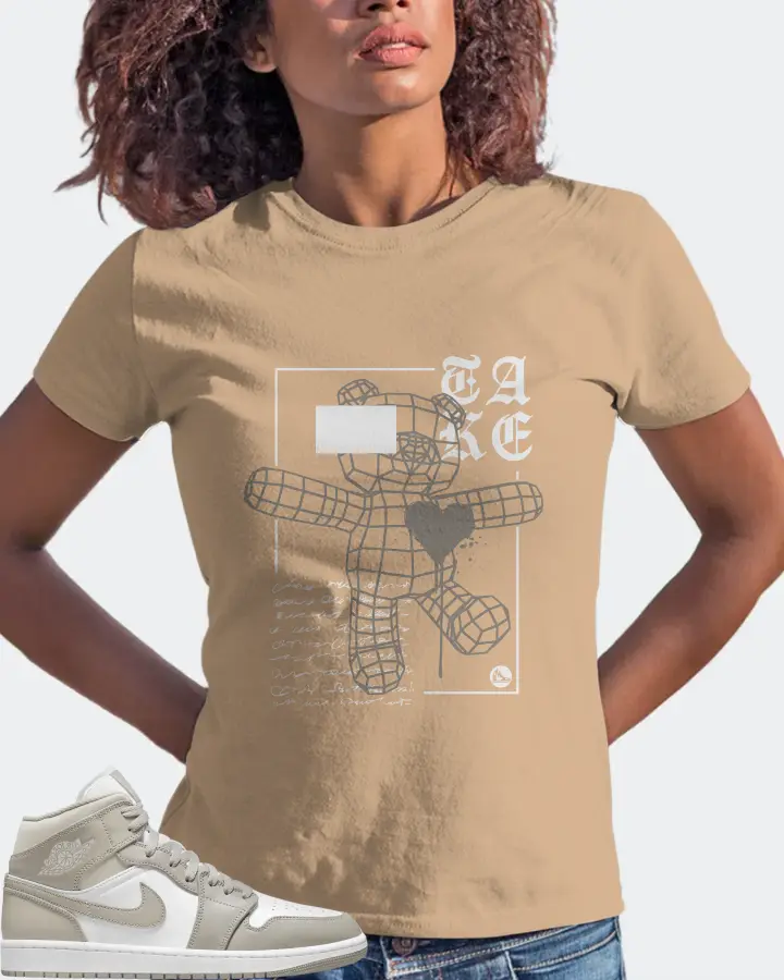 Jordan 1 Mid Sneaker Matching Cream T-Shirt (TAKE) - View 3
