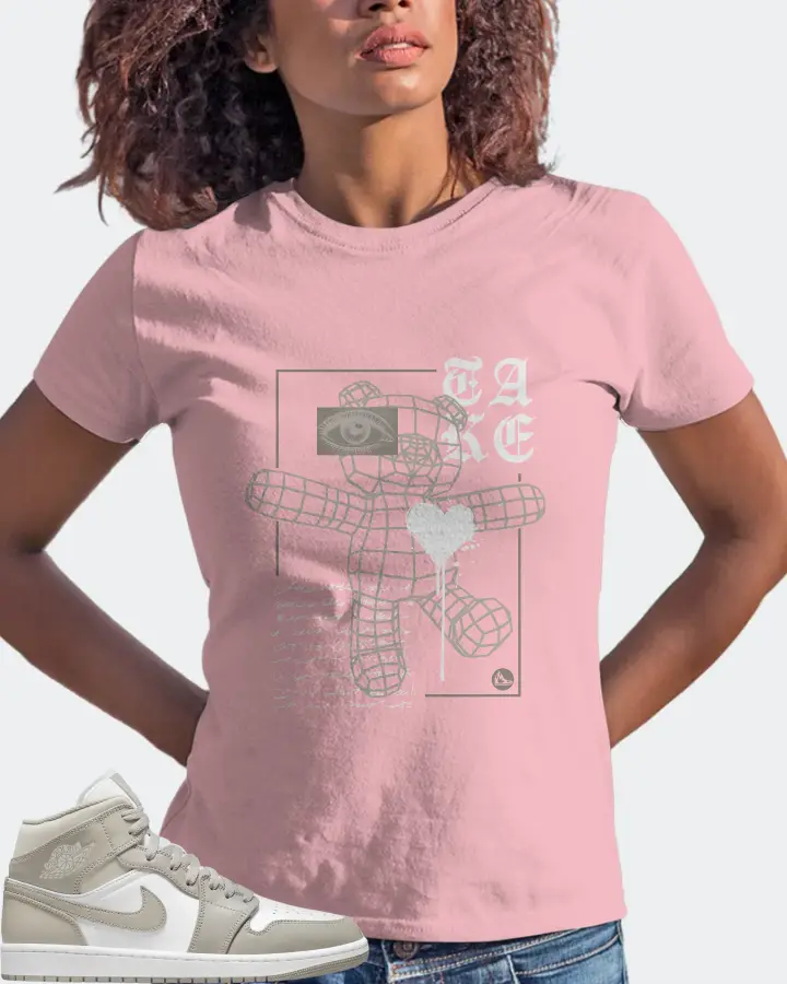 Jordan 1 Mid Sneaker Matching Pink T-Shirt (TAKE) - View 3