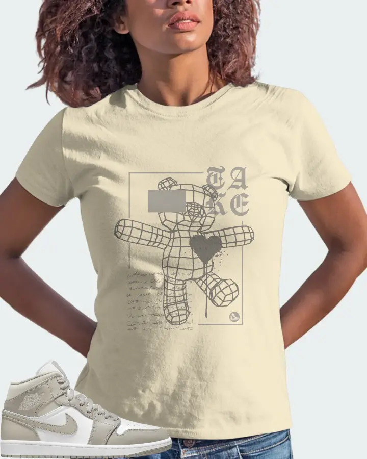 Jordan 1 Mid Sneaker Matching Natural T-Shirt (TAKE) - View 3