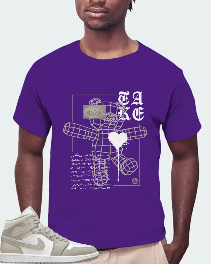 Jordan 1 Mid Sneaker Matching Purple T-Shirt (TAKE) - View 4