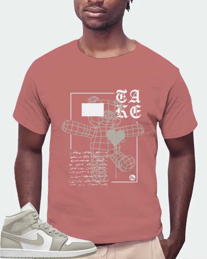 Jordan 1 Mid Sneaker Matching Mauve T-Shirt (TAKE) - View 4