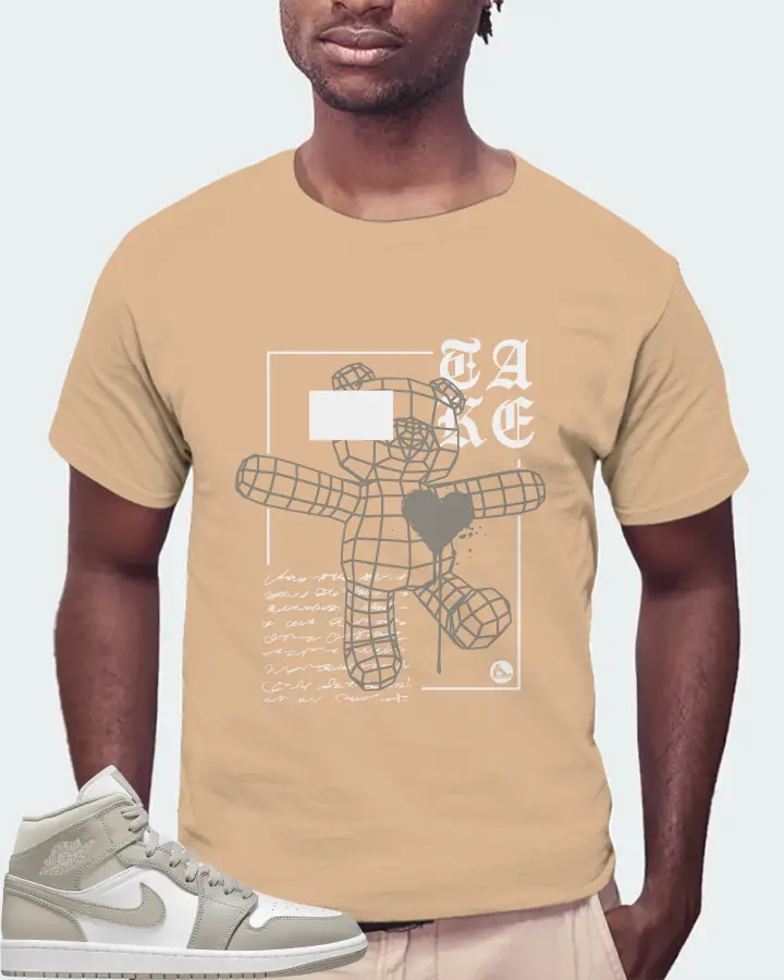 Jordan 1 Mid Sneaker Matching Cream T-Shirt (TAKE) - View 4