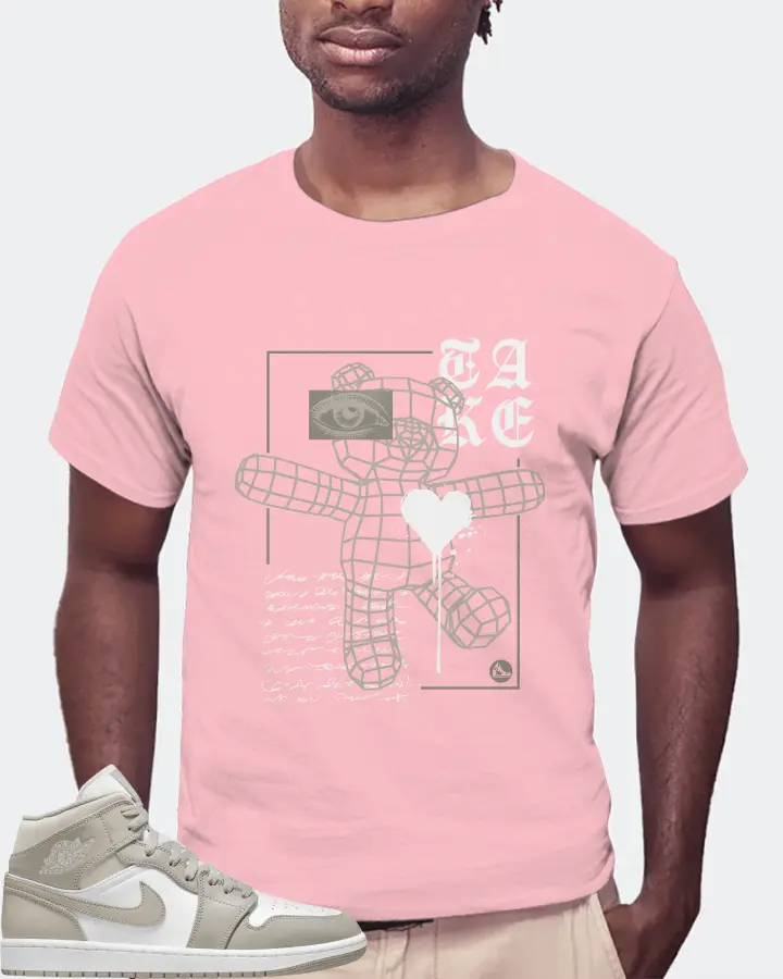 Jordan 1 Mid Sneaker Matching Pink T-Shirt (TAKE) - View 4