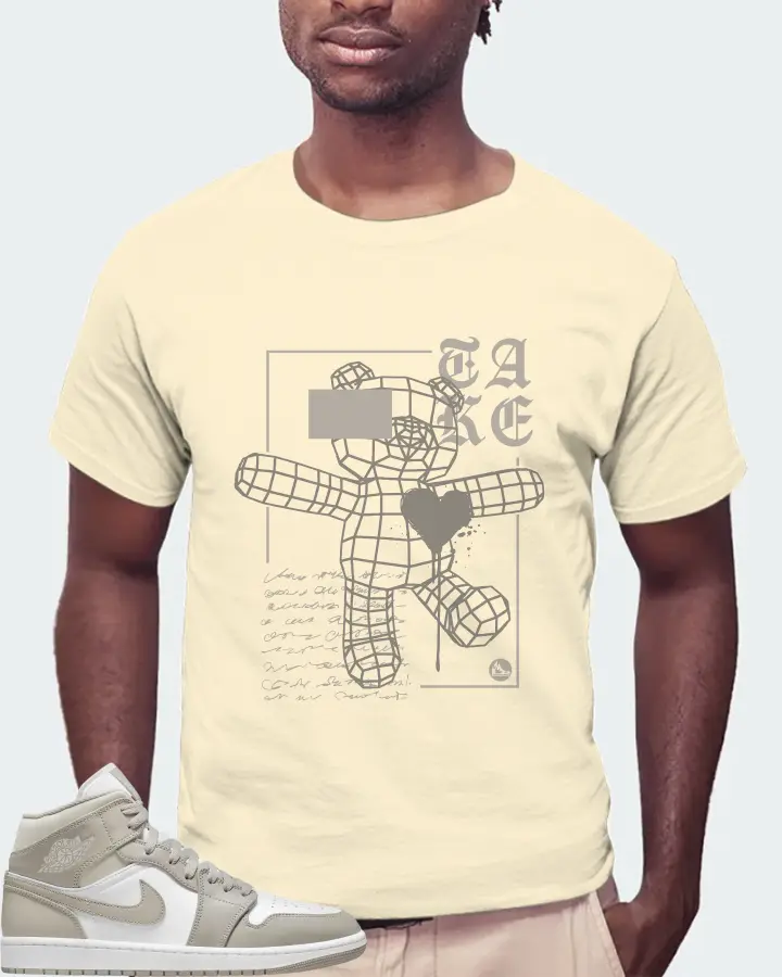 Jordan 1 Mid Sneaker Matching Natural T-Shirt (TAKE) - View 4
