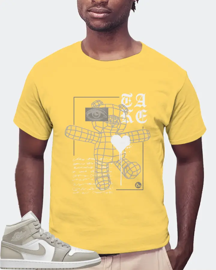 Jordan 1 Mid Sneaker Matching Yellow T-Shirt (TAKE) - View 4