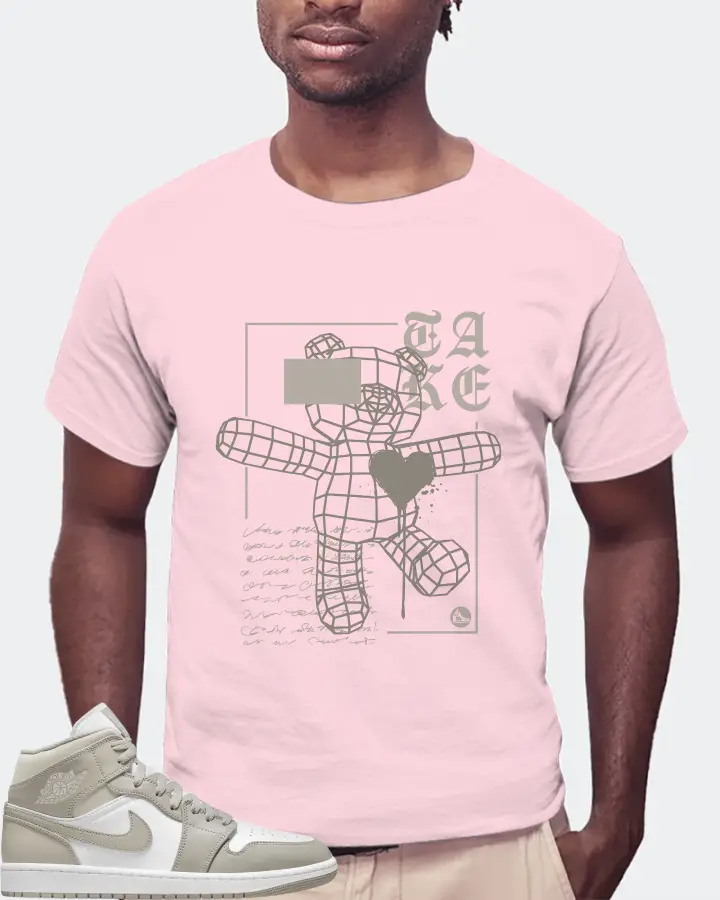 Jordan 1 Mid Sneaker Matching Soft Pink T-Shirt (TAKE) - View 4