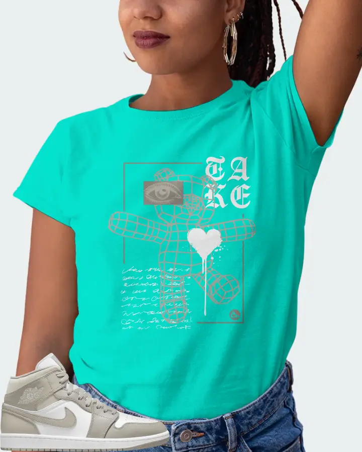 Jordan 1 Mid Sneaker Matching Teal T-Shirt (TAKE) - View 5