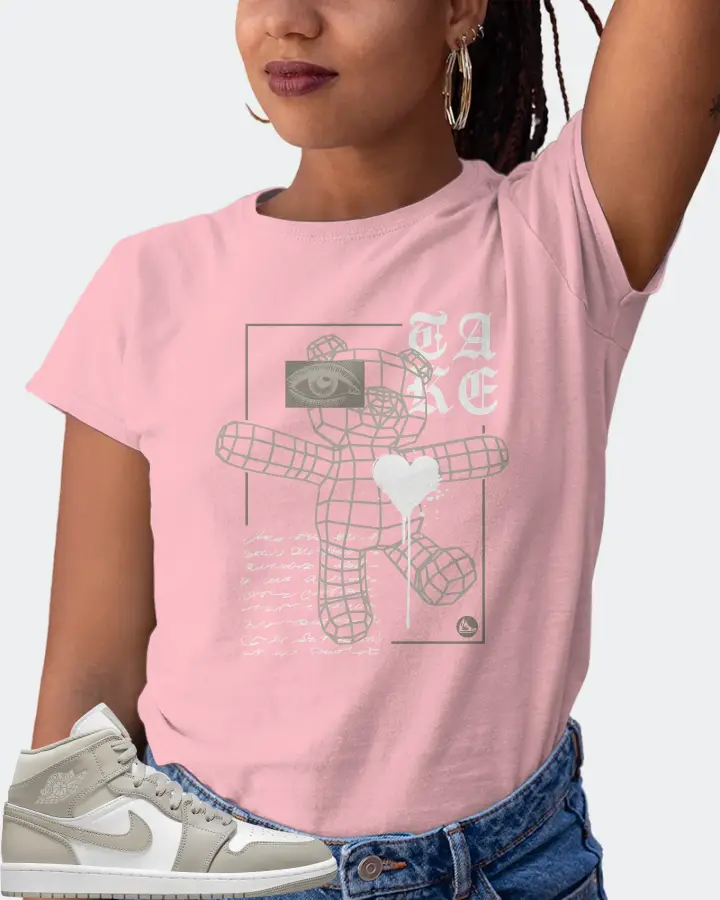 Jordan 1 Mid Sneaker Matching Pink T-Shirt (TAKE) - View 5