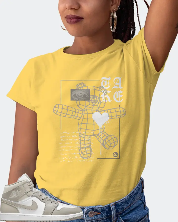 Jordan 1 Mid Sneaker Matching Yellow T-Shirt (TAKE) - View 5