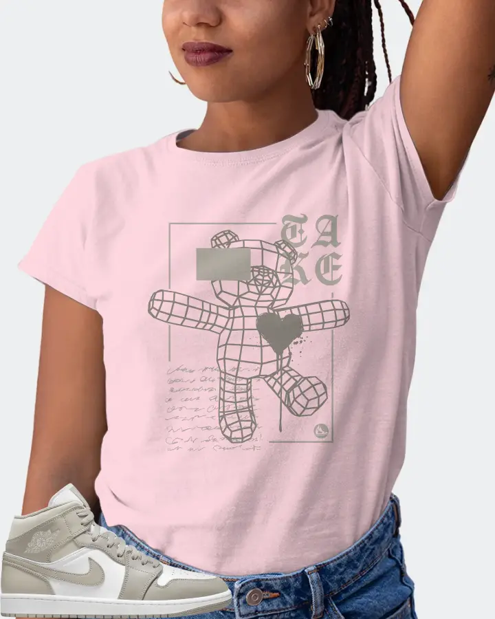 Jordan 1 Mid Sneaker Matching Soft Pink T-Shirt (TAKE) - View 5