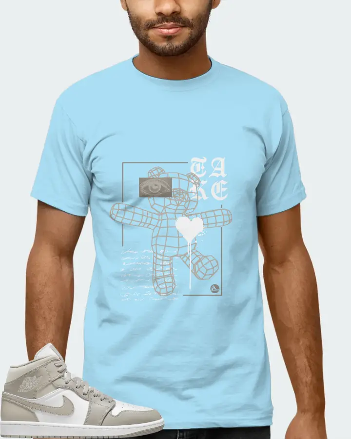 Jordan 1 Mid Sneaker Matching Ocean Blue T-Shirt (TAKE) - View 6