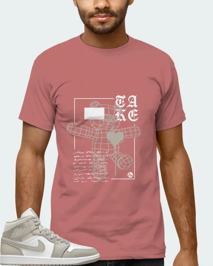 Jordan 1 Mid Sneaker Matching Mauve T-Shirt (TAKE) - View 6