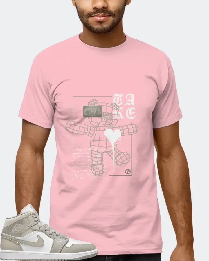 Jordan 1 Mid Sneaker Matching Pink T-Shirt (TAKE) - View 6