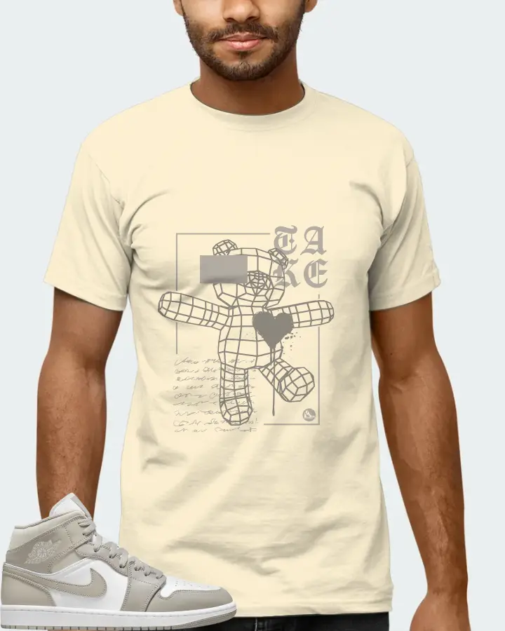 Jordan 1 Mid Sneaker Matching Natural T-Shirt (TAKE) - View 6