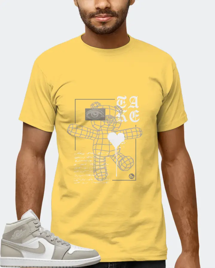 Jordan 1 Mid Sneaker Matching Yellow T-Shirt (TAKE) - View 6