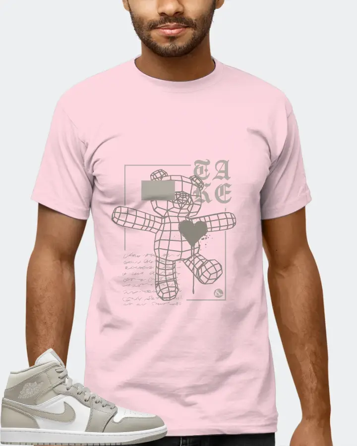 Jordan 1 Mid Sneaker Matching Soft Pink T-Shirt (TAKE) - View 6