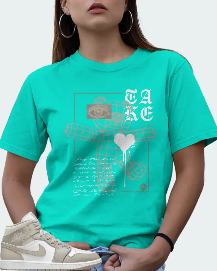Jordan 1 Mid Sneaker Matching Teal T-Shirt (TAKE) - View 7