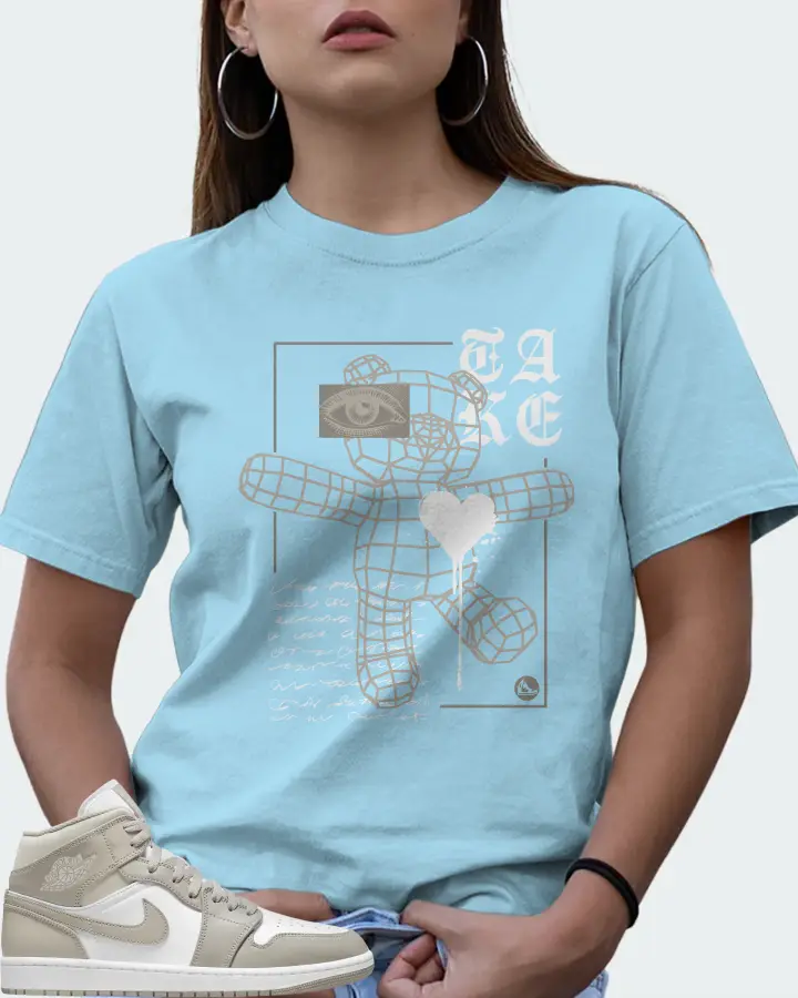 Jordan 1 Mid Sneaker Matching Ocean Blue T-Shirt (TAKE) - View 7