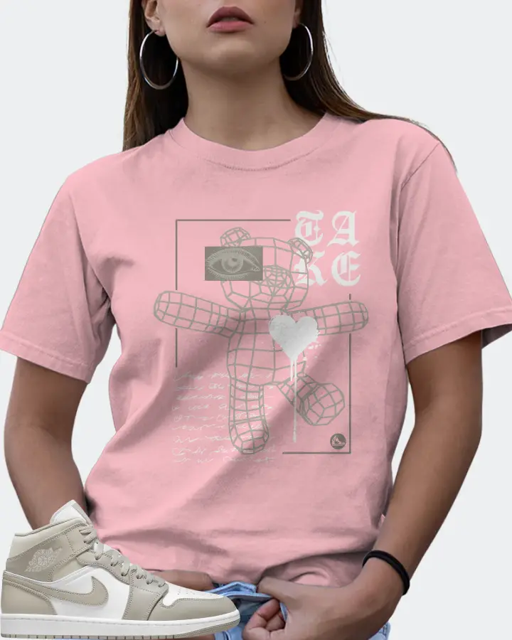 Jordan 1 Mid Sneaker Matching Pink T-Shirt (TAKE) - View 7