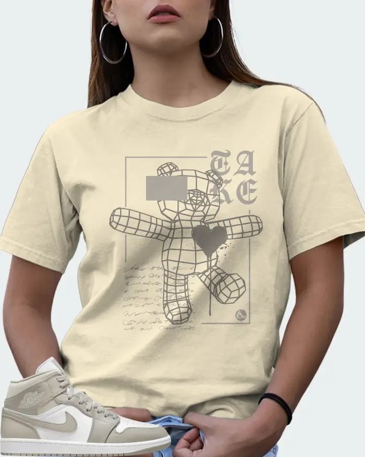 Jordan 1 Mid Sneaker Matching Natural T-Shirt (TAKE) - View 7