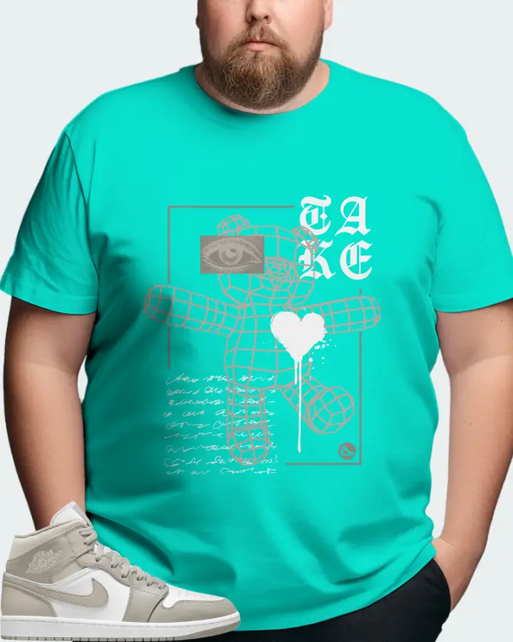 Jordan 1 Mid Sneaker Matching Teal T-Shirt (TAKE) - View 8