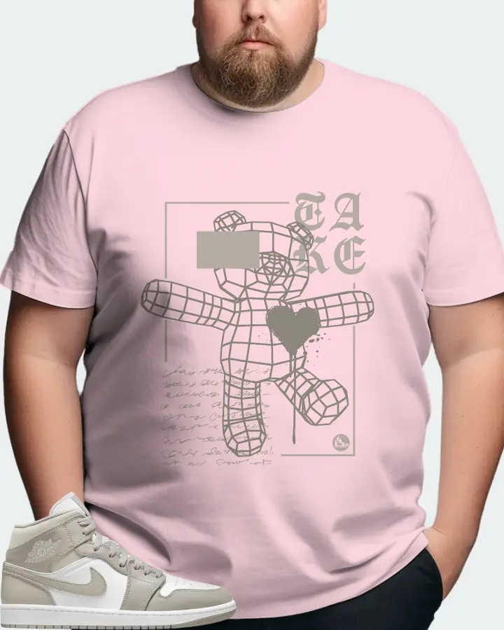 Jordan 1 Mid Sneaker Matching Soft Pink T-Shirt (TAKE) - View 8